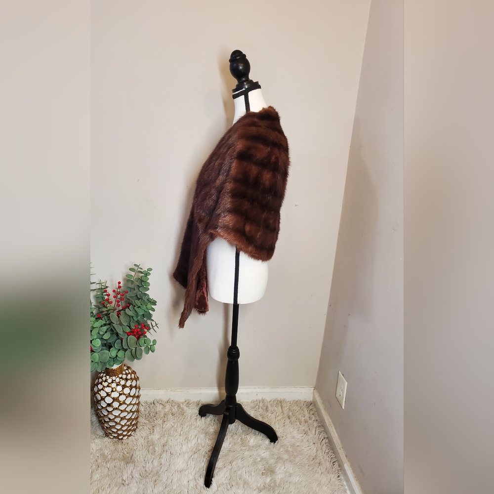 Vintage Original Gimbel Brothers 1930s Genuine Mink Fur Stole Shawl Broun One Sz - Picture 9 of 13